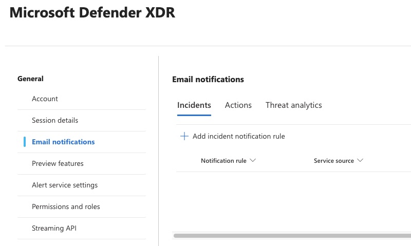 email notification setting