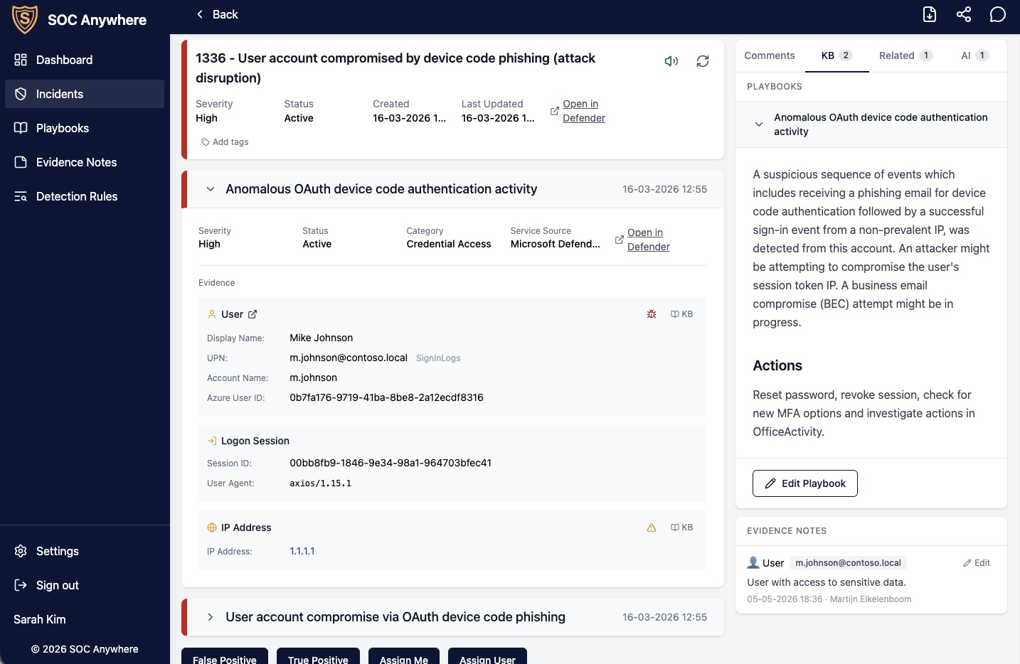 Streamlined incident dashboard