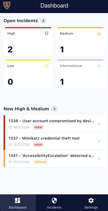 SOC Anywhere dashboard on mobile